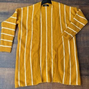 Forever 21 Mustard Yellow Striped Open-Front Cardigan